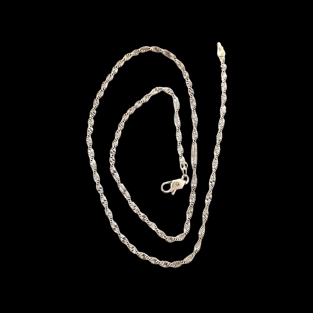 Sterling Silver Twisted Rope Chain Necklace - Silver
